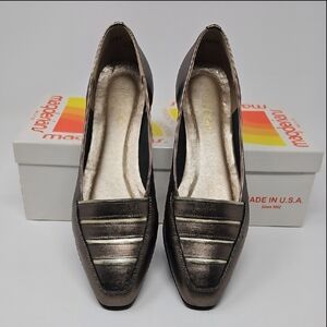 Ca Magdesian Passion Pewter/Gold-Tone Leather Flats Wmns 6.5N